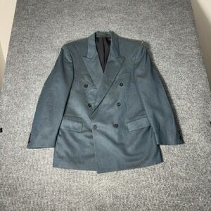 Vintage Ferrini Double Breasted Blazer Mens 41R Blue Wool Jacket Langleys